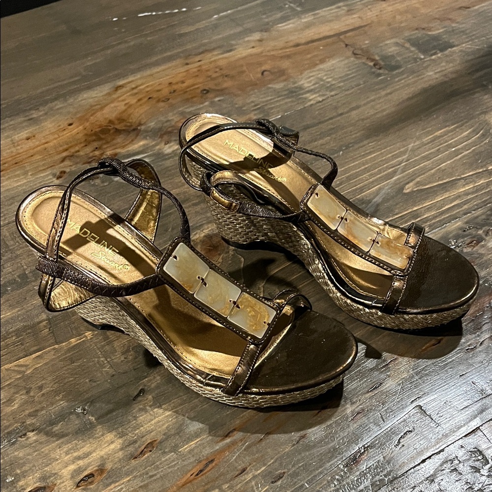 Madeline Stuart Bronze Wedge Sandals